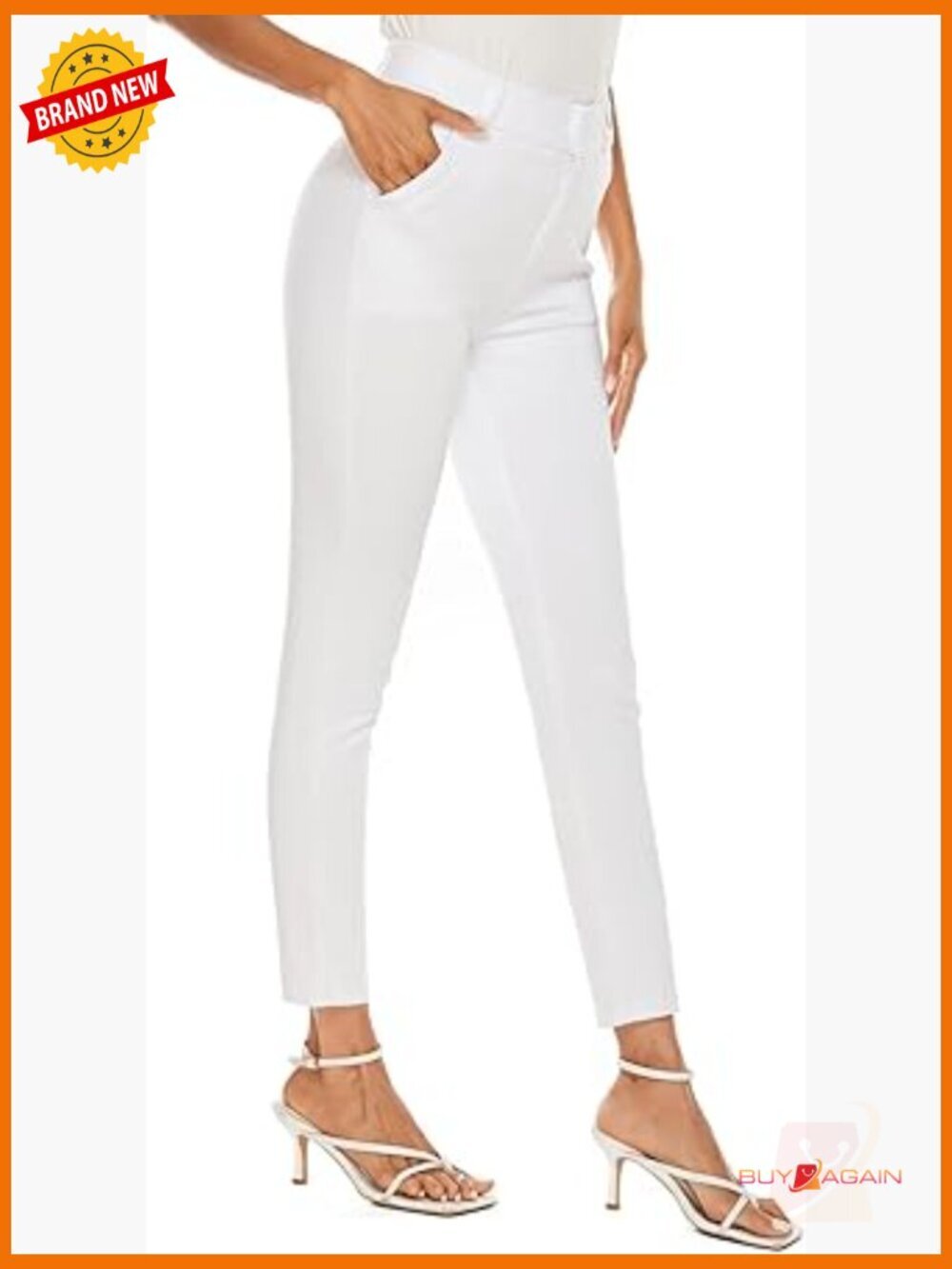 High Waist Skinny Work Pants with Pockets 4-Way Stretch